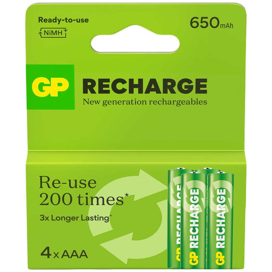 GP Batteries ReCharge 650 mAh AAA Ni-MH Şarjlı Pil 1.2V - 4'lü Kart