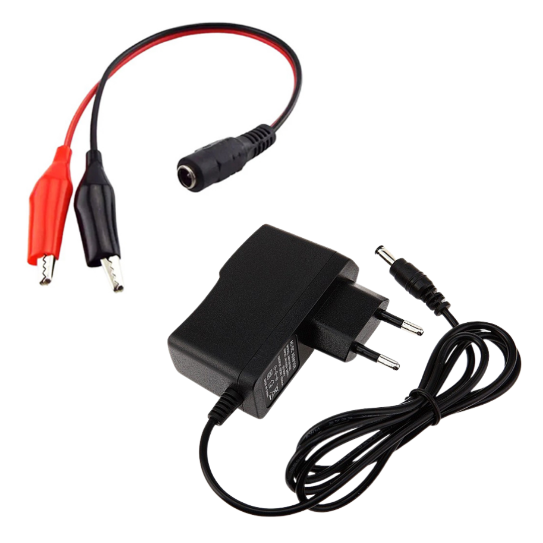 6V 2A 12W Plastik Kasa Adaptör (Akü Şarj Cihazı) –  Krokodil Uç Çeviricili K:100