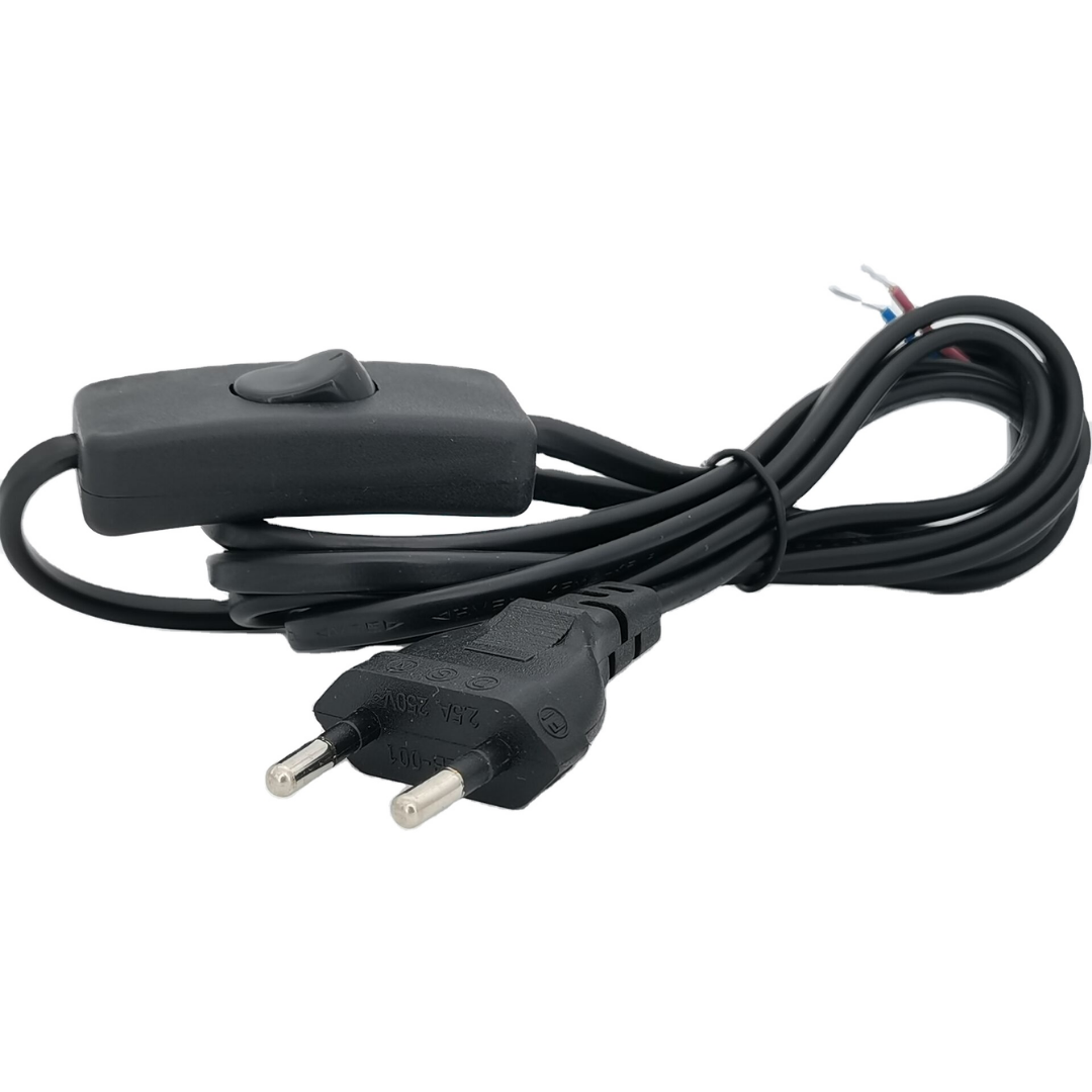 S Line İthal Power Kablo Siyah 2 Pin Anahtarlı