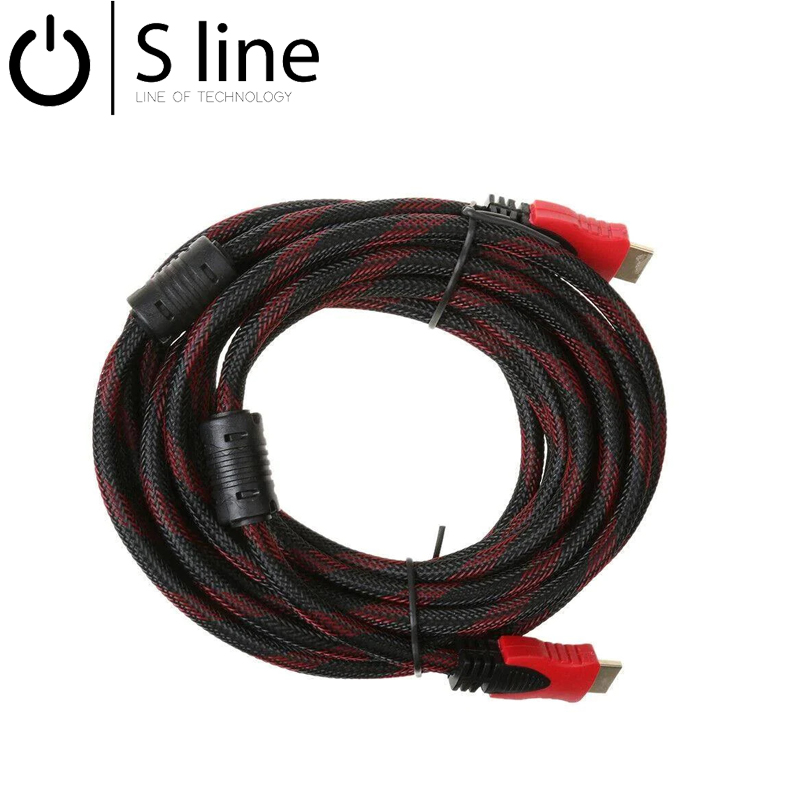 Sline 10m HDMI Kablo V1.4 Erkek-Erkek Örgülü Kablo - K:50