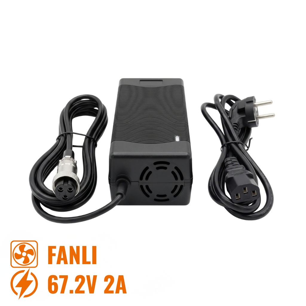 Onvo Teverun Uyumlu 67.2V 2A 3 Pin Fanlı Scooter Şarj Adaptörü 135W