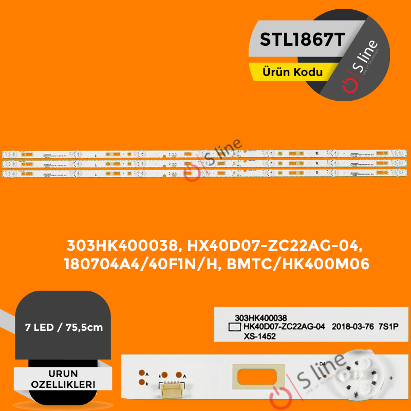 40" Profilo 303HK400038,HX40D07-ZC22AG-04,180704A4/40F1N/H,BMTC/HK400M06 Tv Ledi