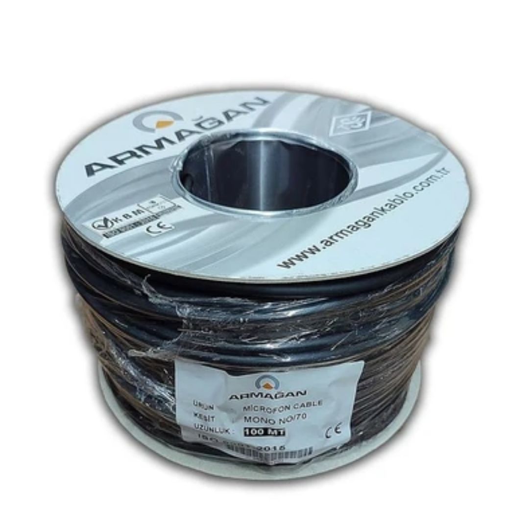 Armağan 1x0.22mm Mono No:70 Mikrofon Kablosu Siyah - 100 Metre